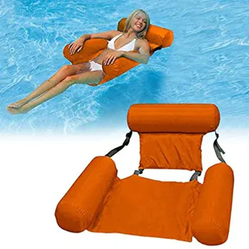 

2020 Foldable Backrest Floating Row with Net Hammock Water Amusement Lounge Chair Floating Bed With Armrests