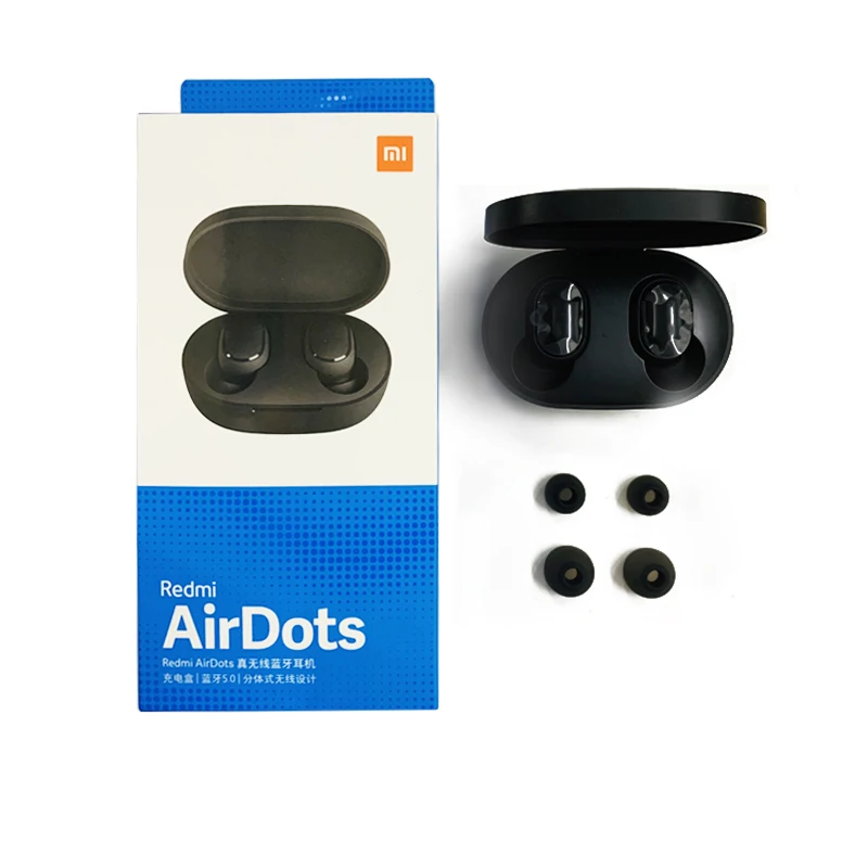 Xiaomi Redmi Airdots TWS Bluetooth наушники стерео басы BT 5,0 Eeadphones с микрофоном Handsfree Наушники управление AI - Цвет: Black