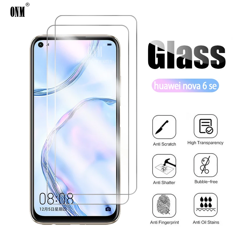 2 шт закаленное стекло для huawei nova 6 se защита экрана Премиум Закаленное Защитная