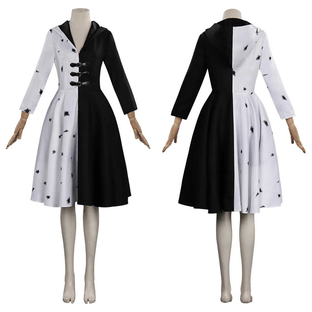 2021 Movie Cruella Cosplay Costume Coat Pants Outfits Carnival Suit Halloween