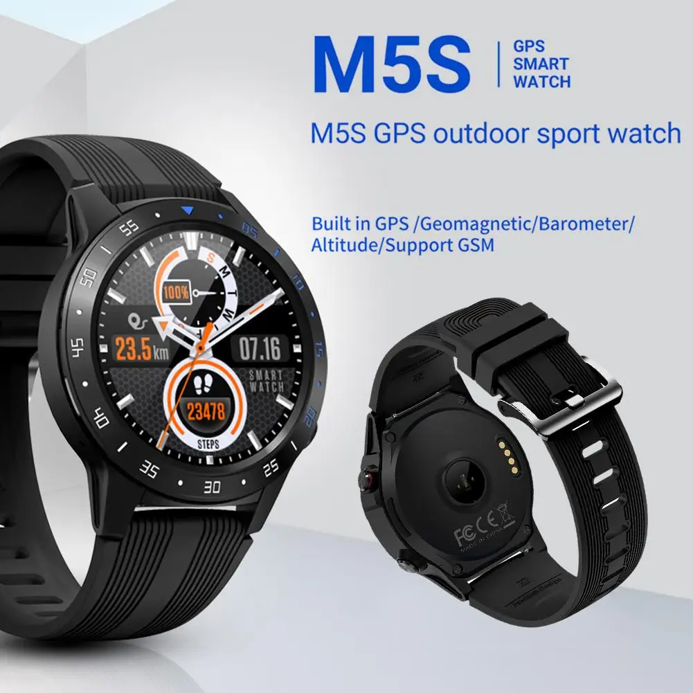 

M5S GPS Smart Sports Watch Phone Call Heart Rate Blood Pressure Waterproof Full Touch Screen Weather Message Reminder Men Women