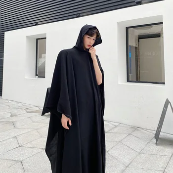 

EWQ / men's wear loose cloak bat sleeve summer Sunscreen clothes male's oversize black windbreaker coat with hats 2020 9Y2375