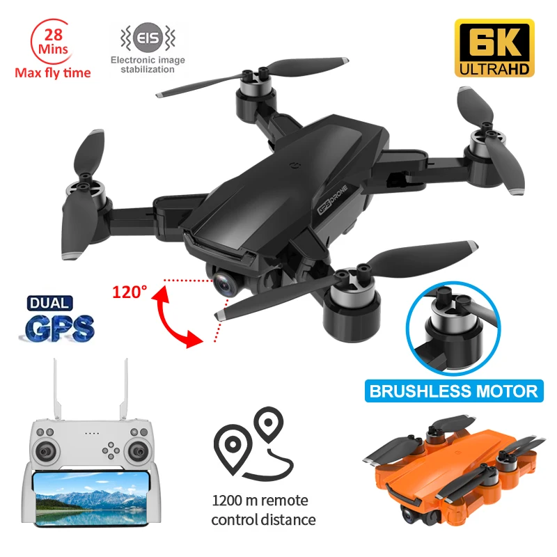 H3Pro RC Drone GPS 6K HD Dual Camera 5G WIFI FPV Professional Aerial Photography Foldable Quadcopter 25 Minutes Flight Time Gift