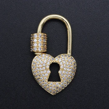 

2pcs/lot 16x29mm CZ Zircon Heart Lock Spiral Lock Hook diy Jewelry Clasp Wholesale Necklace Making Locks Bulk Orders Discount