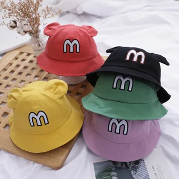 

Kids Letter M Ear Cotton Cap Spring Summer Children's Bucket Hat Baby Sun Hat