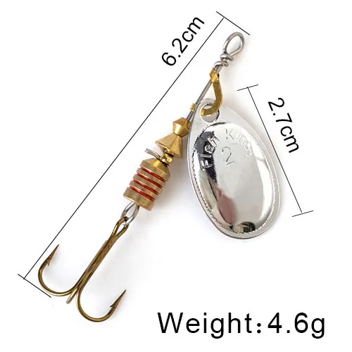 FISH KING Spinner Bait 3.9g 4.6g 7.4g 10.8g 15g Spoon Lures pike Metal With Treble Hooks Arttificial Bass Bait Fishing Lure as photo