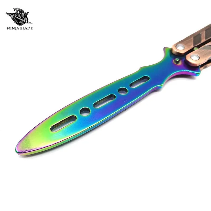 Third Balisong Rainbow Stainless Steel, Rainbow Butterfly Knife