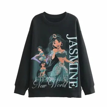 

2019 European and American style autumn and winter women's new wholesale round neck cartoon letter printing high quality