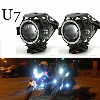 

1 Pair 125W 3000LM U7 Motorcycle LED Fog Lights Headlight Spotlight+Switch Lamps