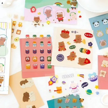 

1pcs Cartoon Pvc Sticker Cute Bear Panda Daily Deco Diary Scrapbooking Decorative Stickers Bullet Journal Kawaii Stationery