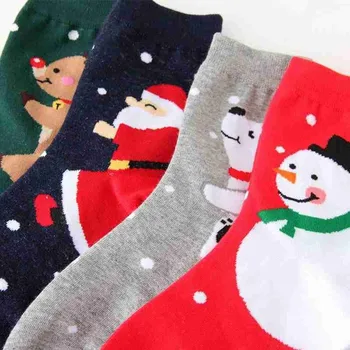

Men Christmas Socks 2020 Woman Autumn Winter New Xmas Tree Elk Santa Claus Printed Cotton Happy Funny Socks New Year Gift