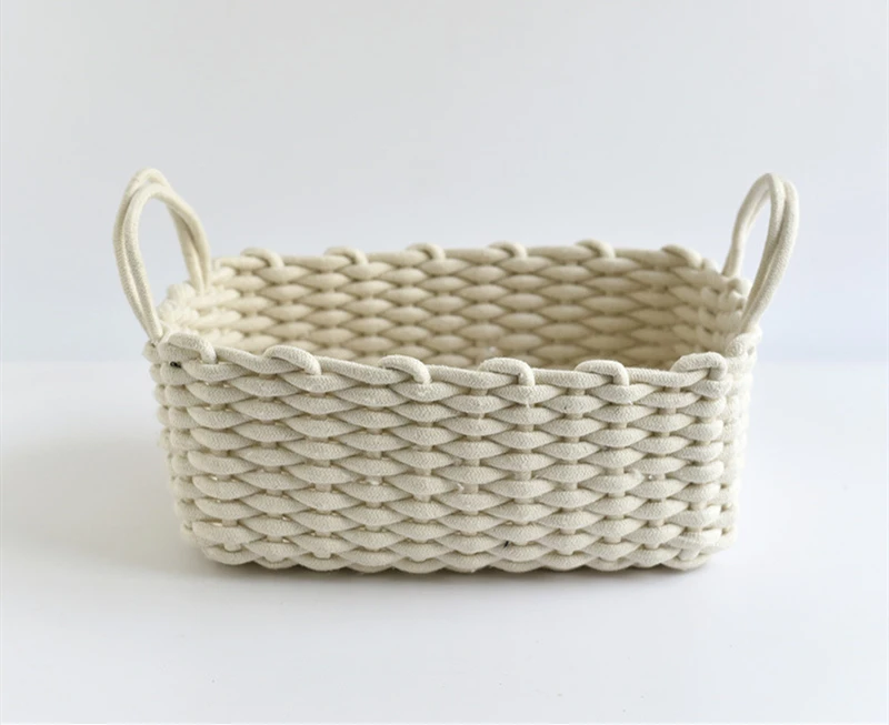 34x28x15cm Плетеная корзина, тяжелый хлопковый шнур, для мытья одежды, книг и журналов, корзина для хранения, скандинавский стиль, мебель для помещений, принадлежности - Цвет: 34x28x15cm
