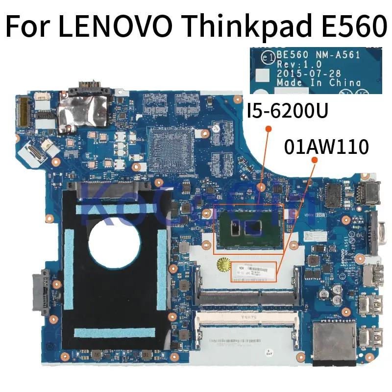 

For LENOVO Thinkpad E560 I5-6200U Notebook Mainboard BE560 NM-A561 01AW110 SR2EY DDR3 Laptop Motherboard