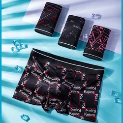 4 Pcs/Lot Men's Ice Silk Underpants Breathable Soft Undies Trendy Panties Comfortable Boxer Briefs Large Size Men Underwear