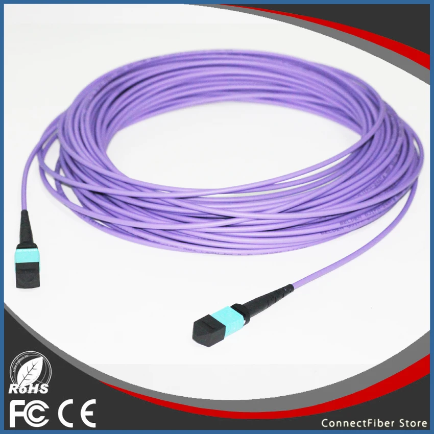 2m(7ft) Senko MPO Female 12 Fibers Type B LSZH OM4(OM3) 50/125 Multimode Elite Trunk Cable, Voilet