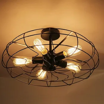 

Vintage 5Heads Iron Pendant Light Retro Industrial Fan Lights Ceiling American Country Kitchen Loft Lamp E27 Bulbs