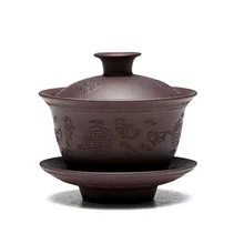 Мастер-чашка, 100 мл, Исин, фиолетовая глина, Gaiwan, чайная супница, пуэр, чайная чаша, блюдце, набор с крышкой, чайная посуда, контейнер, ручная работа, чайная посуда