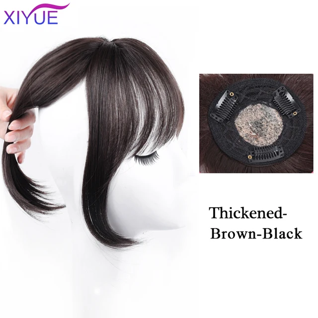 Black/Light Brown Clip In Hair Bangs Hairpiece Accessories Synthetic Fake Bangs Clip In Hair Extensions Clip In Hair Pieces BF05-4