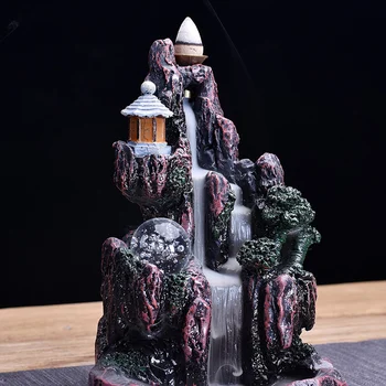 

Waterfall Smoke Backflow Incense Holder LED Light Type Hotel Home Decor AC889