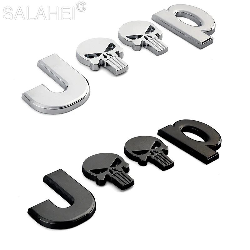 

High Grade 3D Mental Skull Head Car Side Rear Trunk Chrome Emblem Sticker for Jeep Grand Commander Cherokee Car Accessories