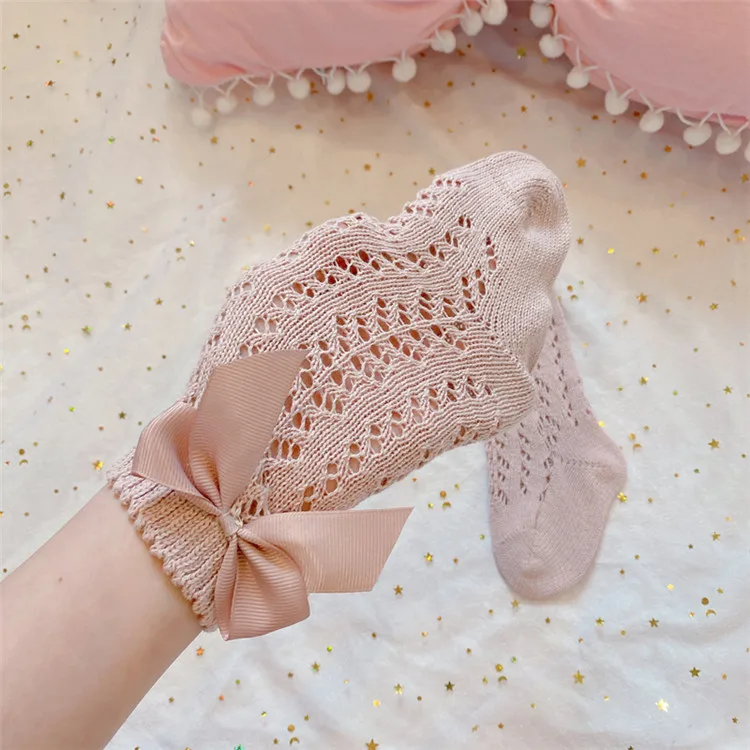 New Summer Baby Socks With Bow Toddlers Girls Long Knee High Sock Soft Cotton Hollow Out Kids Mesh Princess Socks For 0-5Years New Summer Baby Socks With Bow Toddlers Girls Long Knee High Sock Soft Cotton Hollow Out Kids Mesh Princess Socks For 0-5Years