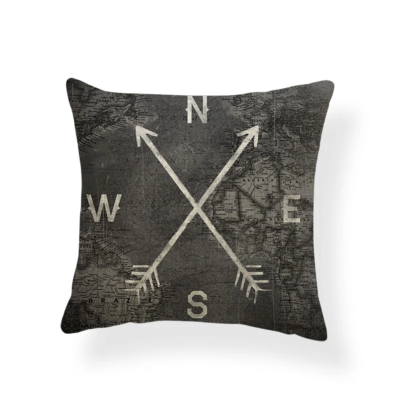 2 Custom Landscape Cushion Cover Black Text Forest Ocean Geometry Pillow Living Room Linen Linen 45*45Cm Decoration Throw Pillow - Цвет: 2