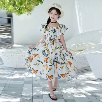 

Girl Princess Dress New Chiffon Beach Dresses Children's 2020 Summer Clothes Bohemian Style Fashionable And Beautiful Clothes