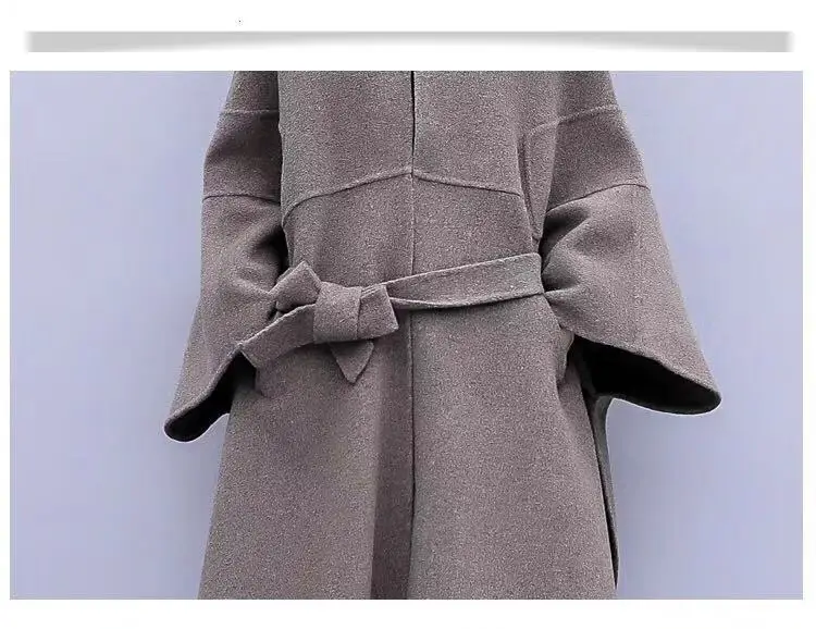 Осень Зима женский плащ шерстяное пальто популярное шерстяное пальто женское корейское Свободное длинное высококачественное пальто размера плюс 3XL