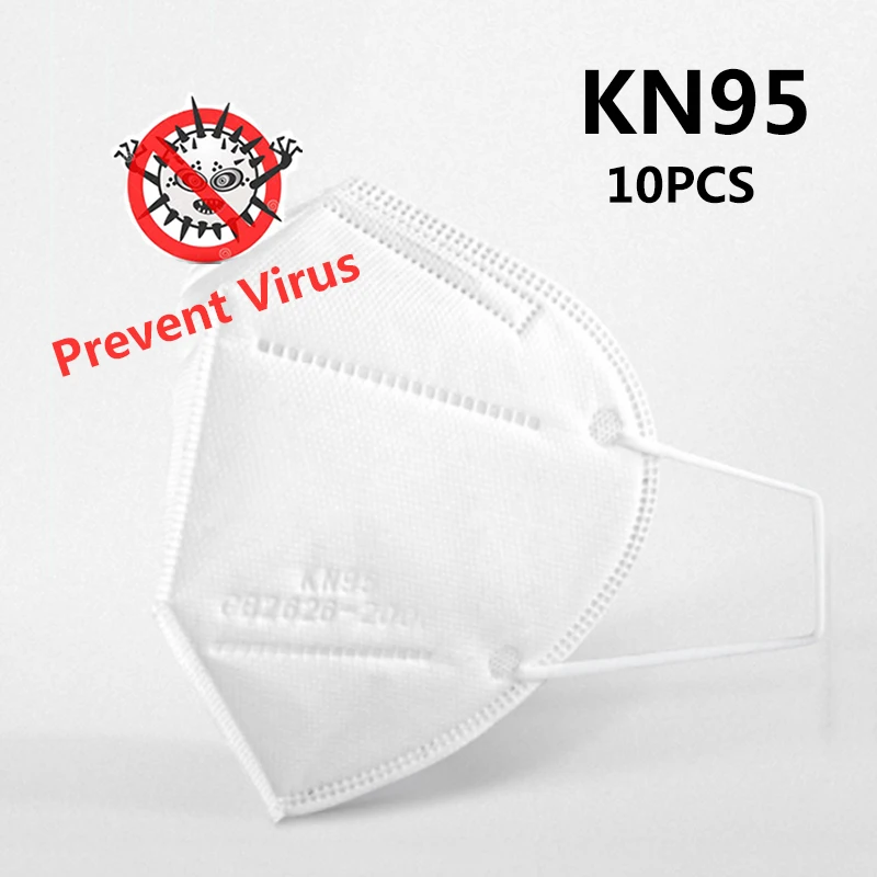 

10pcs KN95 Protective Masks 5-layer Meltblown Filtration Safety Protection Antivirus Masks Bacterial Proof Safe Face Masks fpp2