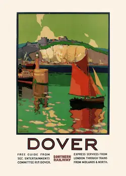 

British Railway Travel Dover Harbour Retro Vintage Kraft Poster Decorative DIY Wall Canvas Sticker Home Bar Posters Decoration