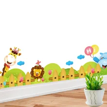 Мультфильм Жираф животных плинтус детская комната настенные наклейки для детского сада Настенная Наклейка живопись DLX6014B