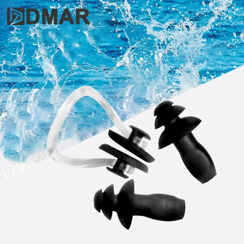 

DMAR 1 Set Waterproof Soft Silicone Swimming Nose Clip Ear Plug Earplug Tool Swimming Set Man Woman Children