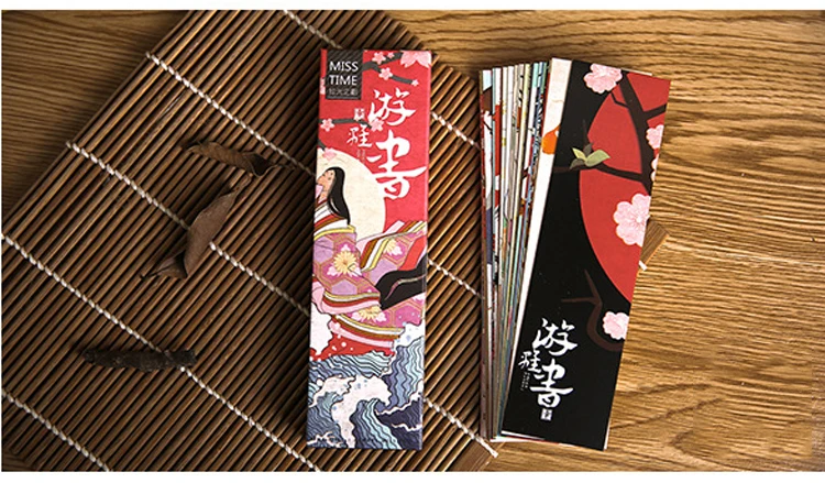 bobeini 30Pcs Pocket Paper Bookmarks Segnalibri in Stile Giapponese Vintage per Studenti