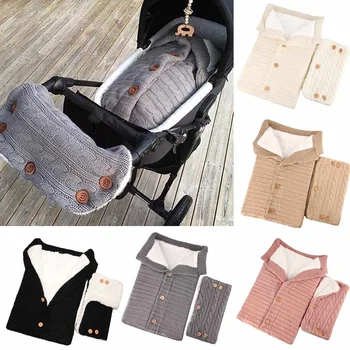 

Warm Baby Blanket Knitted Newborn Swaddle Wrap Soft InfantSleeping Bag Footmuff Cotton Envelope For Stroller Accessories Blanket