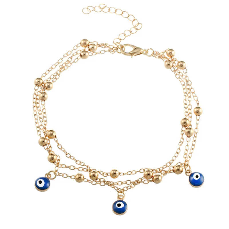 

Europe And America New Style Bohemian Style Turkey Blue Eyes Pendant jiao shi pin Bead Necklace Beach Anklet B054