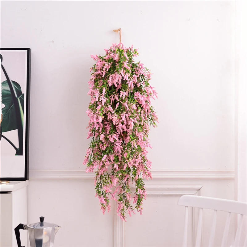 

Artificial Wall Hanging Plant Balcony Decoration Flower Basket Accessories Artificial Pine Lavender Home Decor Artificial Plant