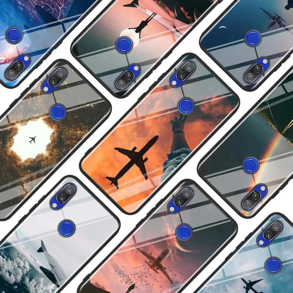 

Aircraft plane airplane for Xiaomi Redmi Note 7 6 5 4X 4 K20 Pro 7A 6A 6 S2 5A Plus Super Bright Black Phone Case