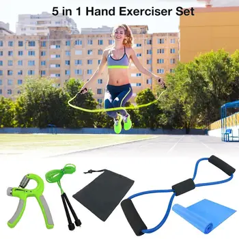 

Yoga Fitness Puller Hand Exerciser Set 5 In 1 Hand Training Device Adjustable Hand Grip Muscle Trainer Climbing Fitness Therapy
