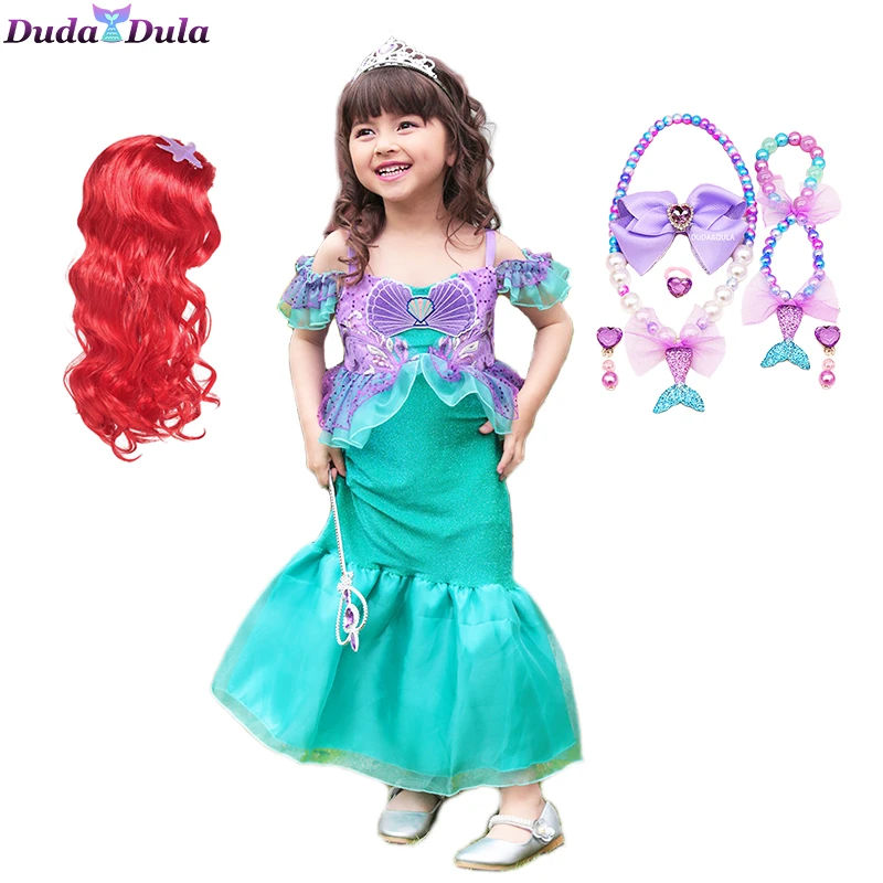 Mermaid Ariel Princess Girl Dress Cosplay Costumes Kids Halloween Fancy
