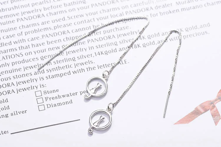 Dangle Earrings 925 Sterling Silver Moon Cat Long Tassel Earrings for Women