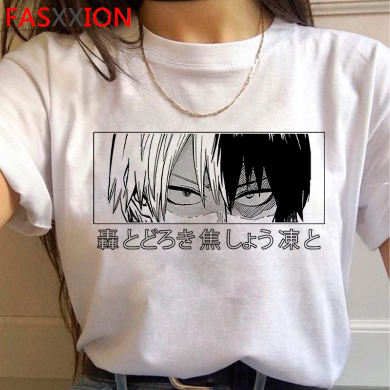 Mi hero academia bakugou todoroki boku no hero bnha camiseta de verano superior gráfico camisetas mujeres harajuku kawaii japonés