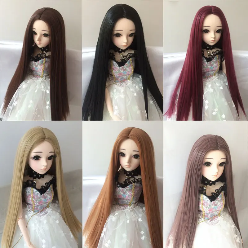 

BJD sd long straight hair 1/3 1/4 1/6 1/8 high temperature fiber hair black doll wig multi-color doll accessories