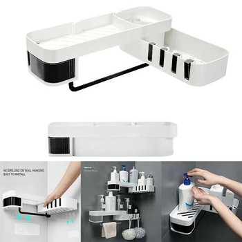 

Dual Layer Corner Shower Shelf Rotary Shower Caddy Shelf Bathroom Corner Storage Holder Organizer Wall Mounted Kitchen Shelves