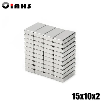 

100pcs F15x10x2mm Super Powerful Strong Rare Earth Block NdFeB Magnet Neodymium N35 Magnets F15*10*2mm- Free Shipping
