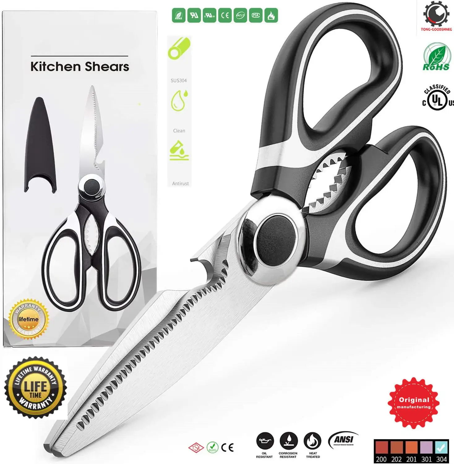 WAK Kitchen Magnetic Kitchen Scissors Full Tang Stainless Steel Kitchen  Fruit Vegetable Cutting Scissor With Cover Kitchen Tools - AliExpress