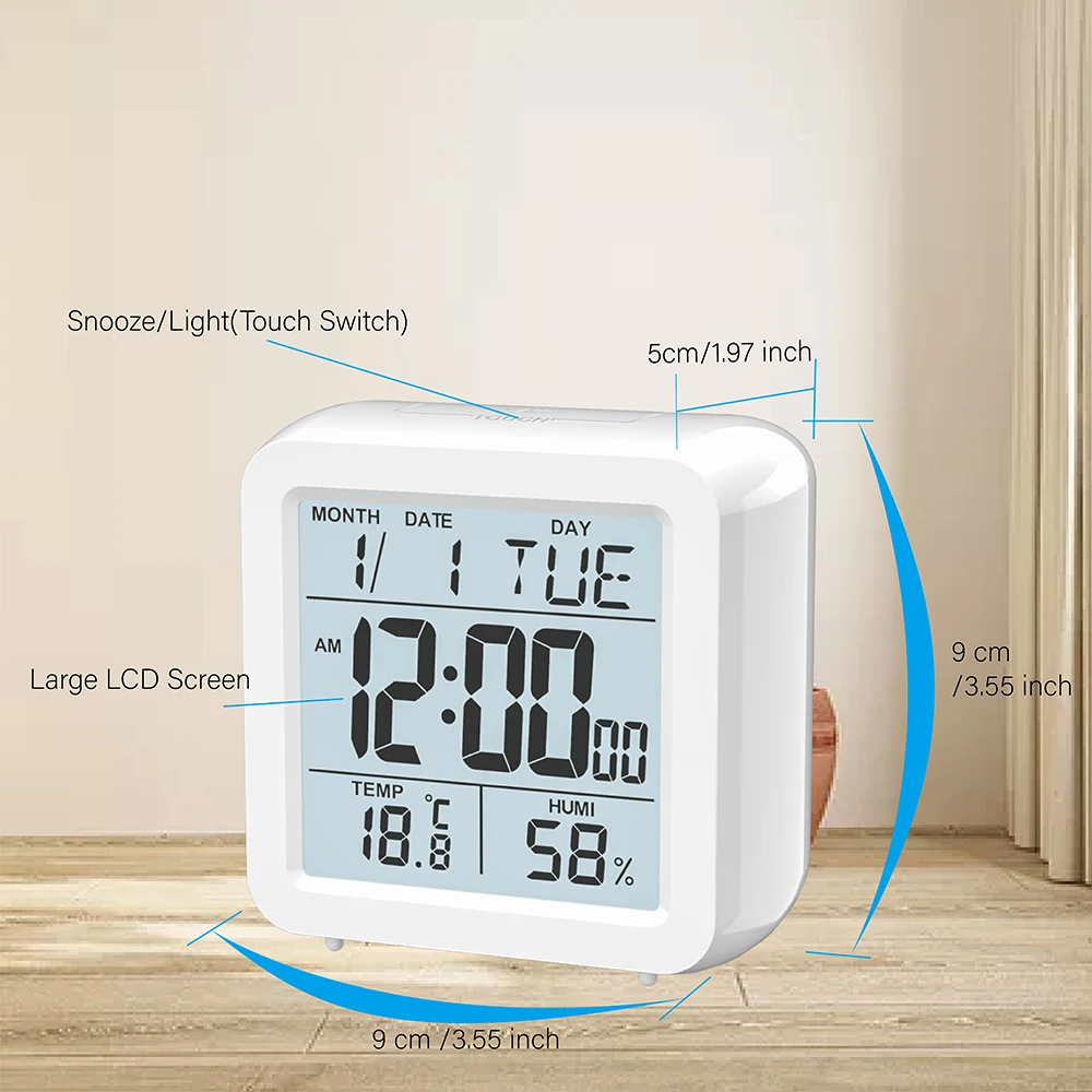 2pcs Digital LCD Snooze Wecker Canlendar Desktop Display Leuchtende Uhr 
