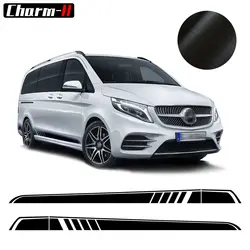 2 шт. для Mercedes Benz Vito V Class W447 2018-2014 AMG Edition автомобиля Стайлинг сбоку стикеры Наклейка сбоку юбка в полоску виниловые наклейки