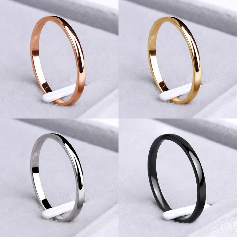 Stackable Ring Jewelry Stainless-Steel Thin Fashion Simple Wide 2mm Men