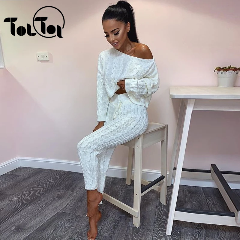 

TolTolQ Sexy 2 Piece Set Women Knitted Long Sleeve Sweater And Bodycon Shorts Suit Autumn Two Piece Set Club Outfits