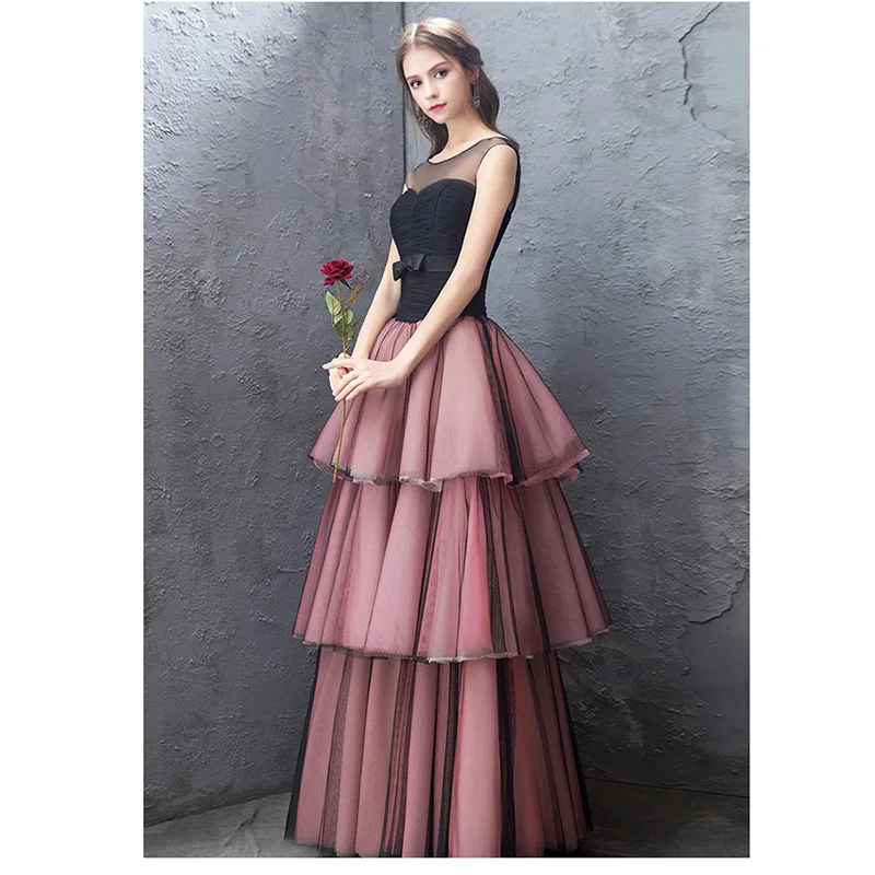 Это платье для выпускного вечера Yiya Элегантное платье без рукавов с круглым вырезом А-силуэта Vestidos de gala Многоуровневое платье длиной до пола женские вечерние платья V130